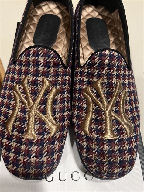 web loafers slip yankees gucci|gucci x mlb collaboration.